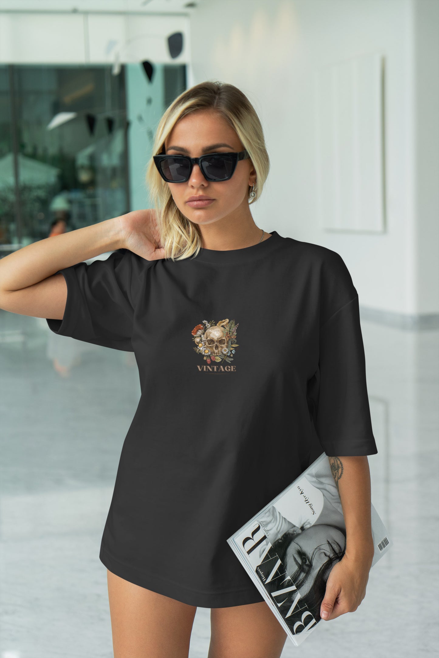 Vintage Skull Graphic Printed Unisex Oversized T-shirt D108
