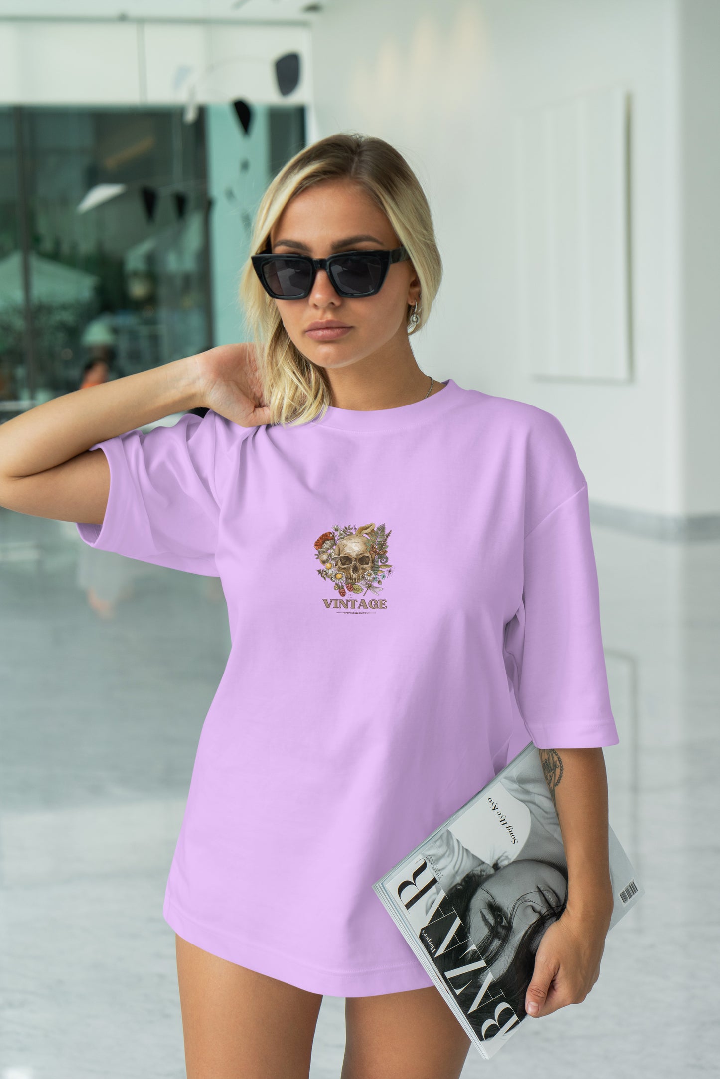 Vintage Skull Graphic Printed Unisex Oversized T-shirt D108