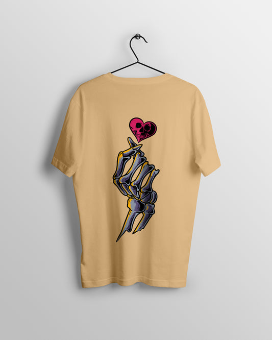 Skull Heart Graphic Printed  Unisex Oversized T-shirt D053