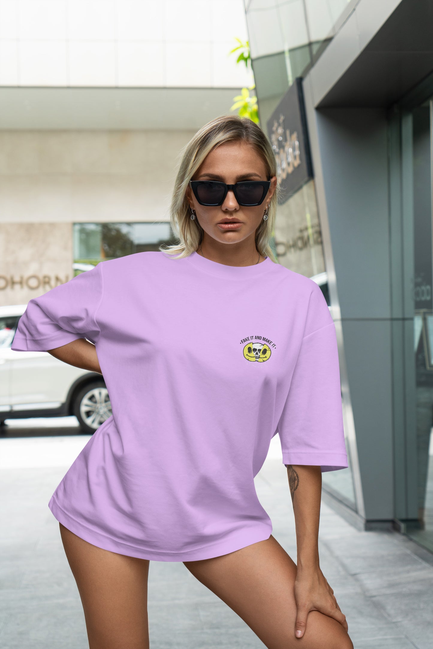 Fake It Make It Graphic Printed Unisex Oversized T-shirt D058