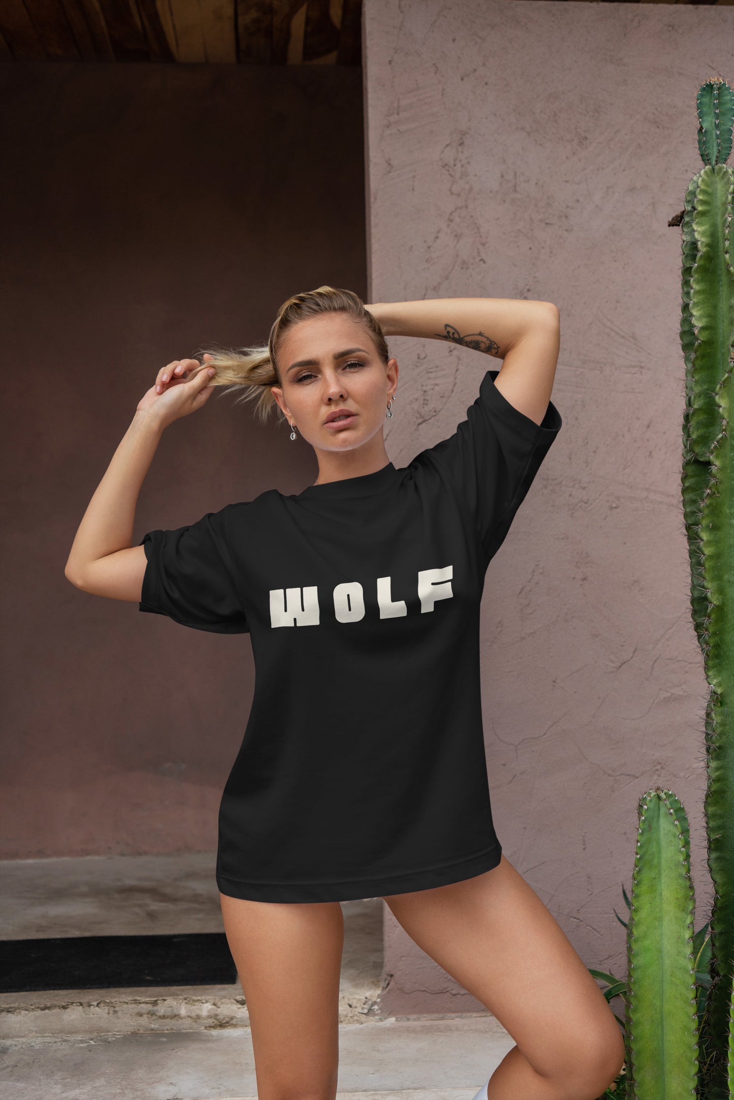 Wolf Graphic Printed Unisex Oversized T-shirt D087