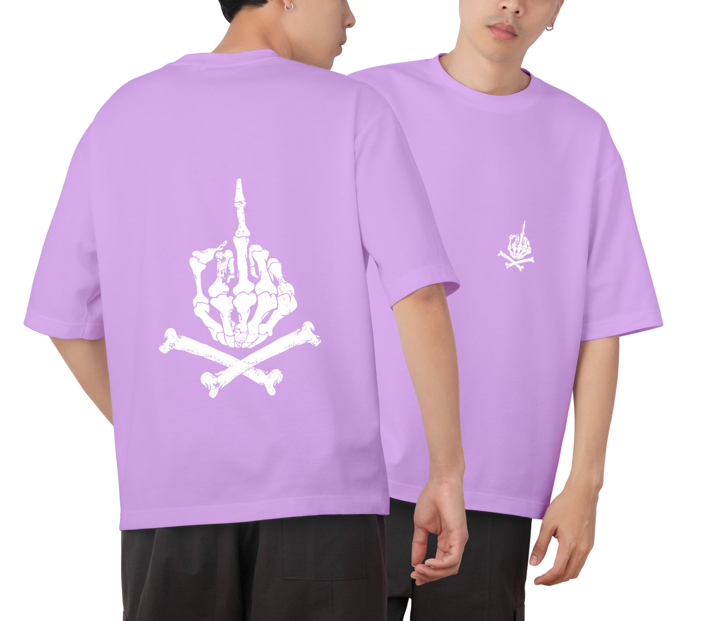 Skull Hand Graphic Printed Unisex Oversized T-shirt D047