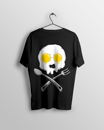 Skull Omelet Graphic Printed  Unisex Oversized T-shirt D054