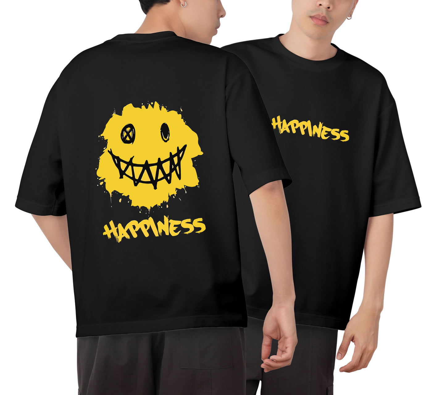 Happiness Graphic Printed Unisex Oversized T-shirt D126