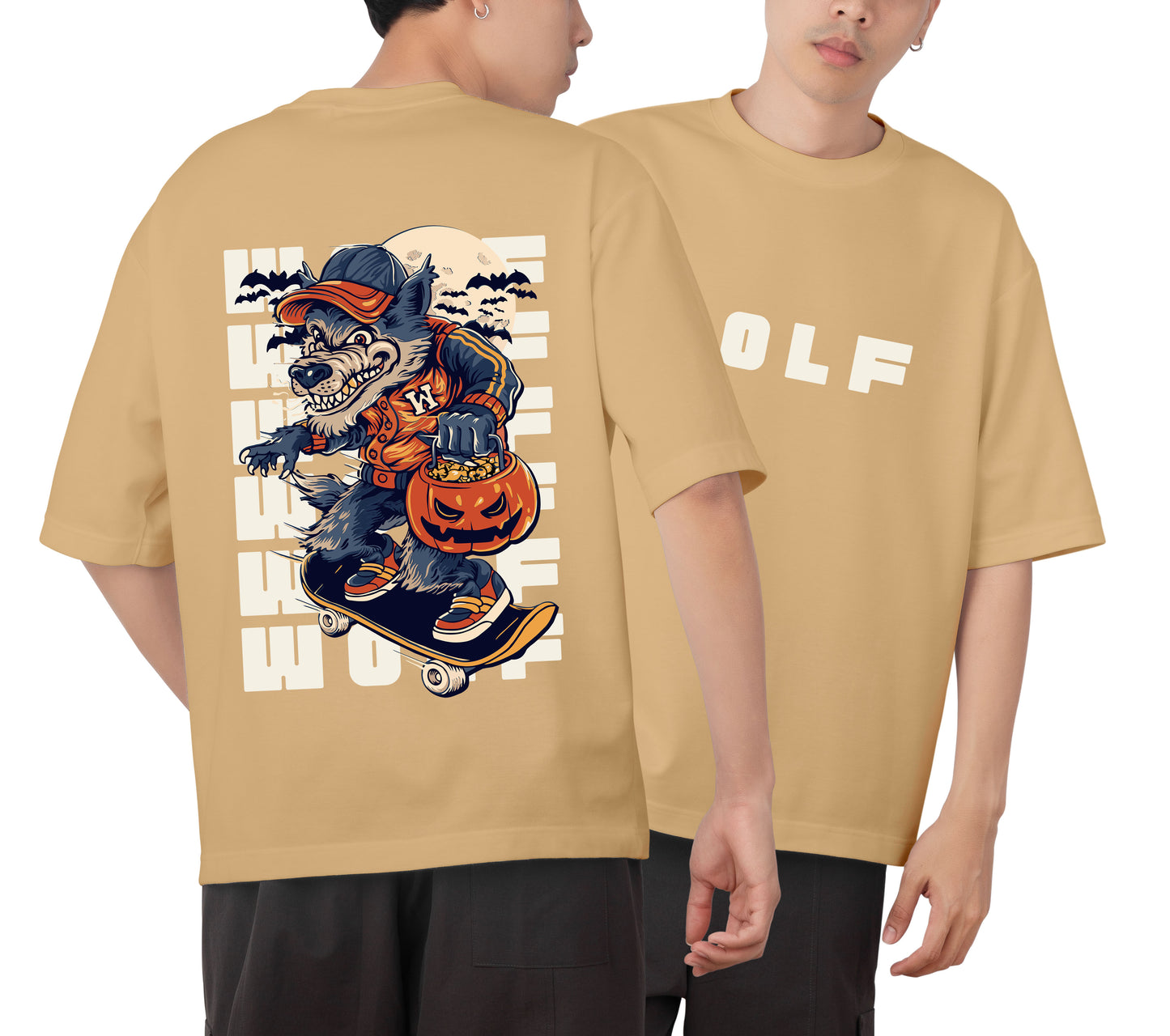 Wolf Graphic Printed Unisex Oversized T-shirt D087