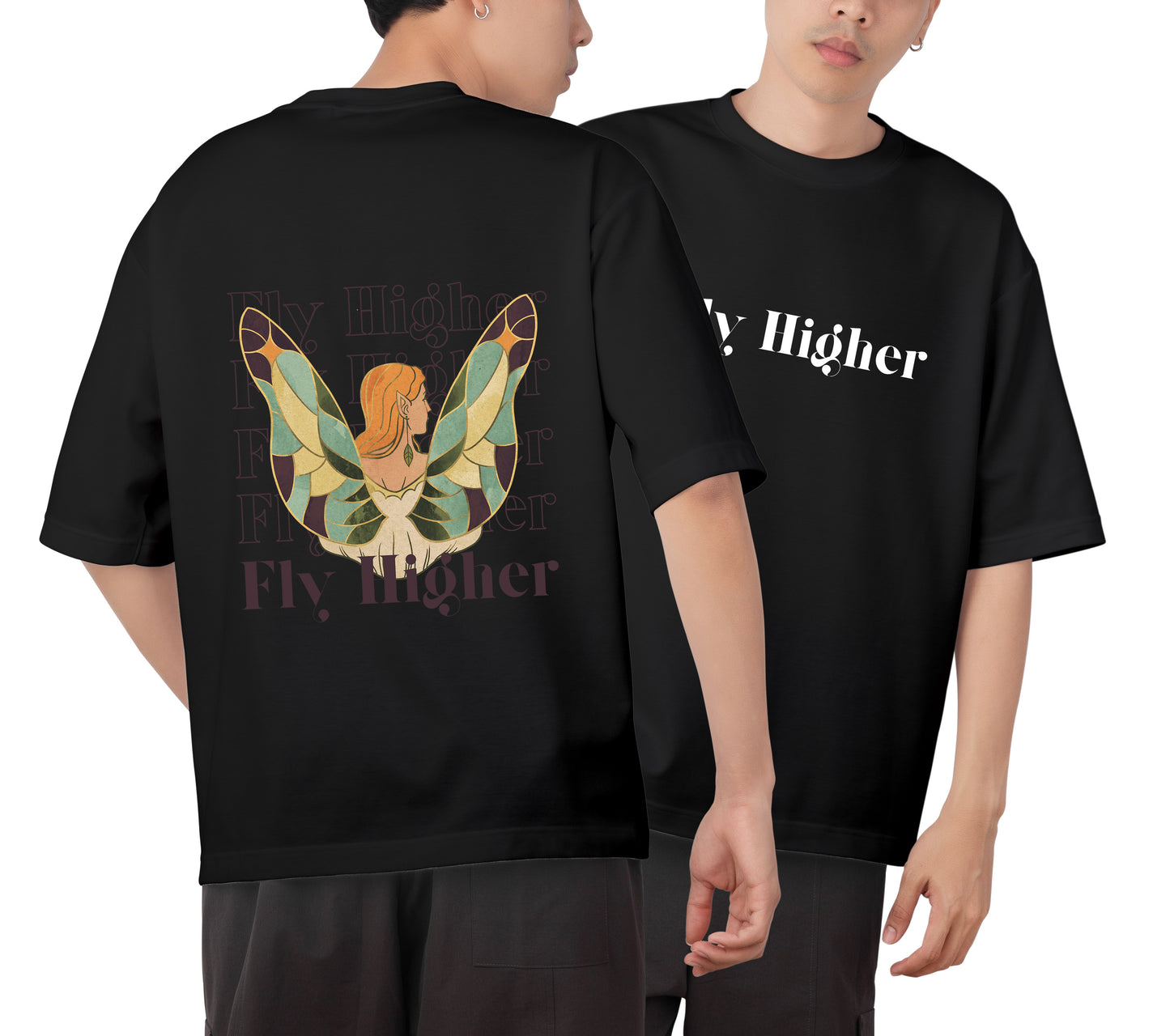 Fly Higher Graphic Printed Unisex Oversized T-shirt D115