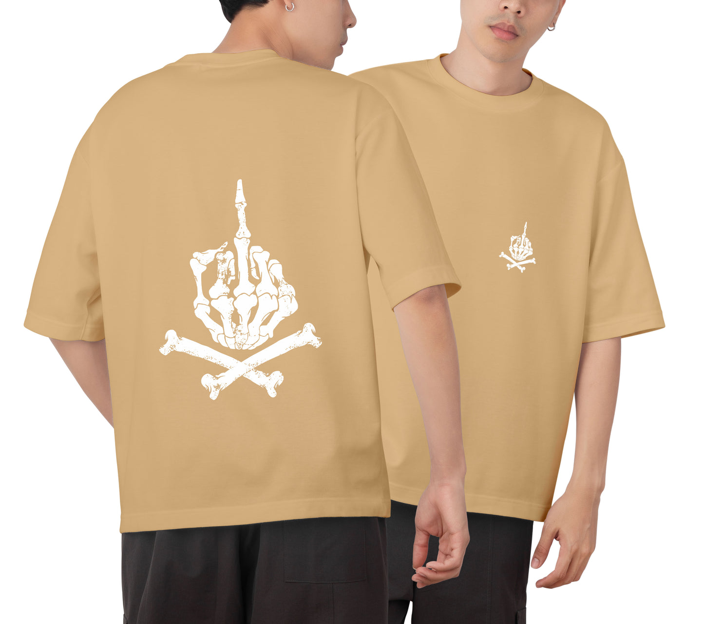 Skull Hand Graphic Printed Unisex Oversized T-shirt D047