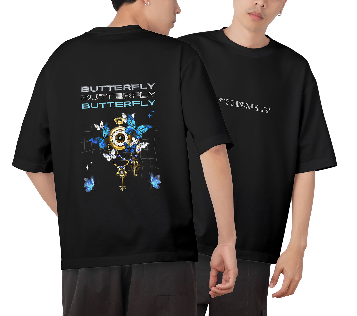 Butterfly Graphic Printed Unisex Oversized T-shirt D105