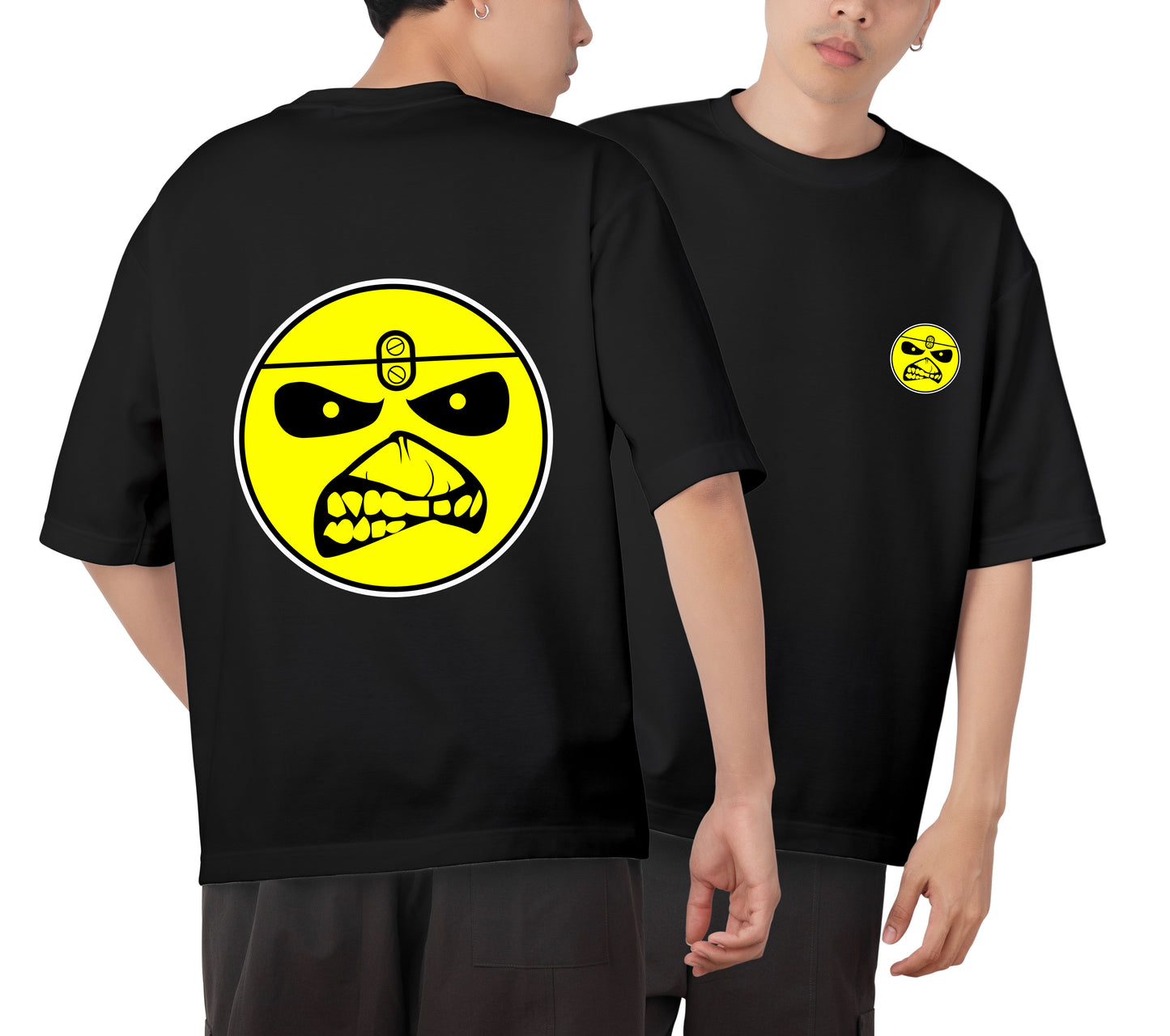 Angry Face Graphic Printed Unisex Oversized T-shirt D128
