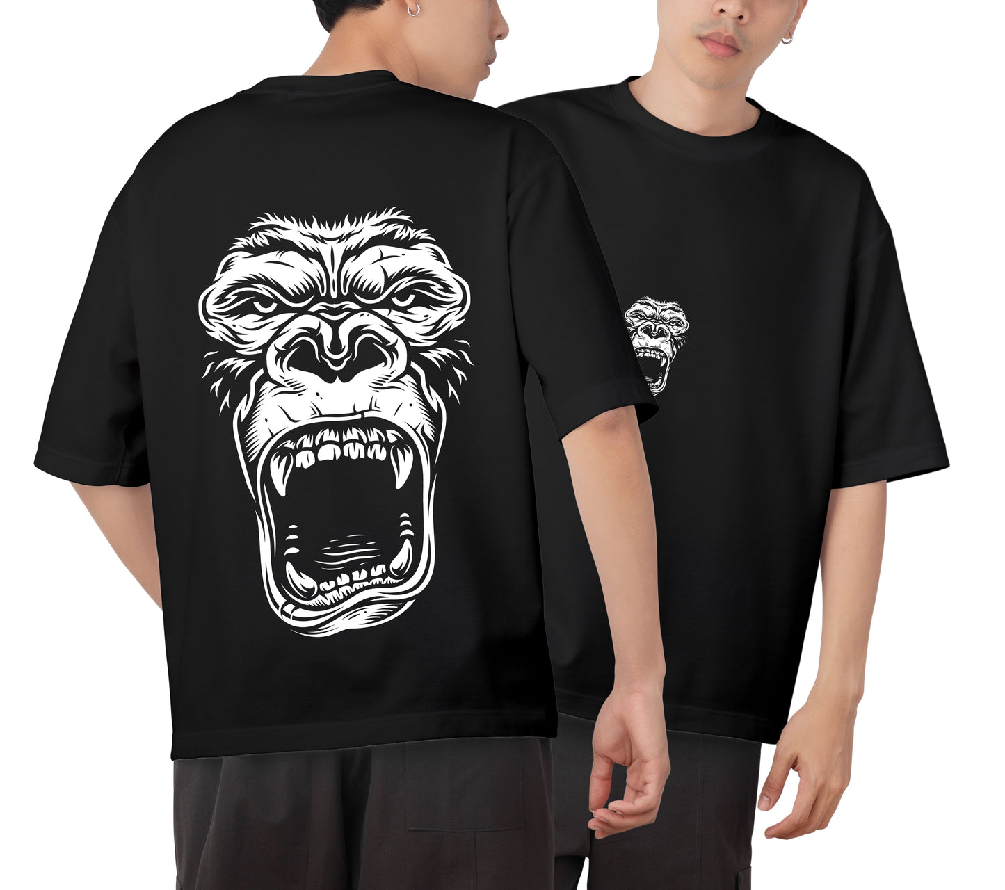 White Skull Graphic Printed  Unisex Oversized T-shirt D076