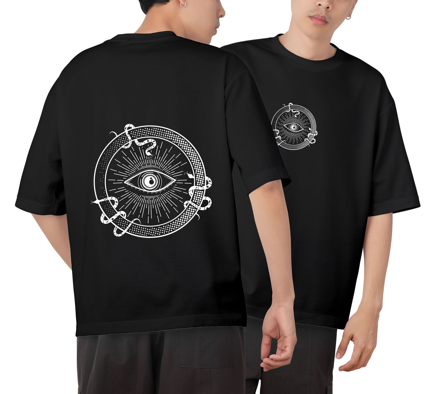 Eye Snake Graphic Printed Unisex Oversized T-shirt D094