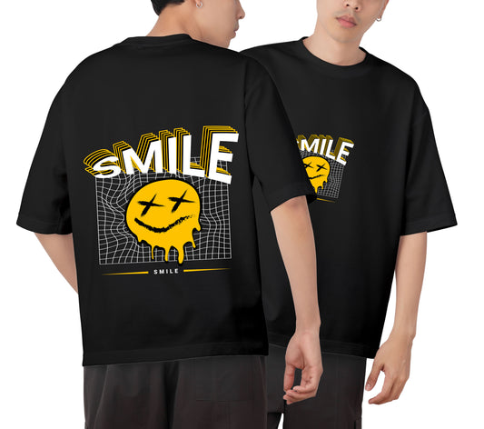 Smile Graphic Printed  Unisex Oversized T-shirt D038