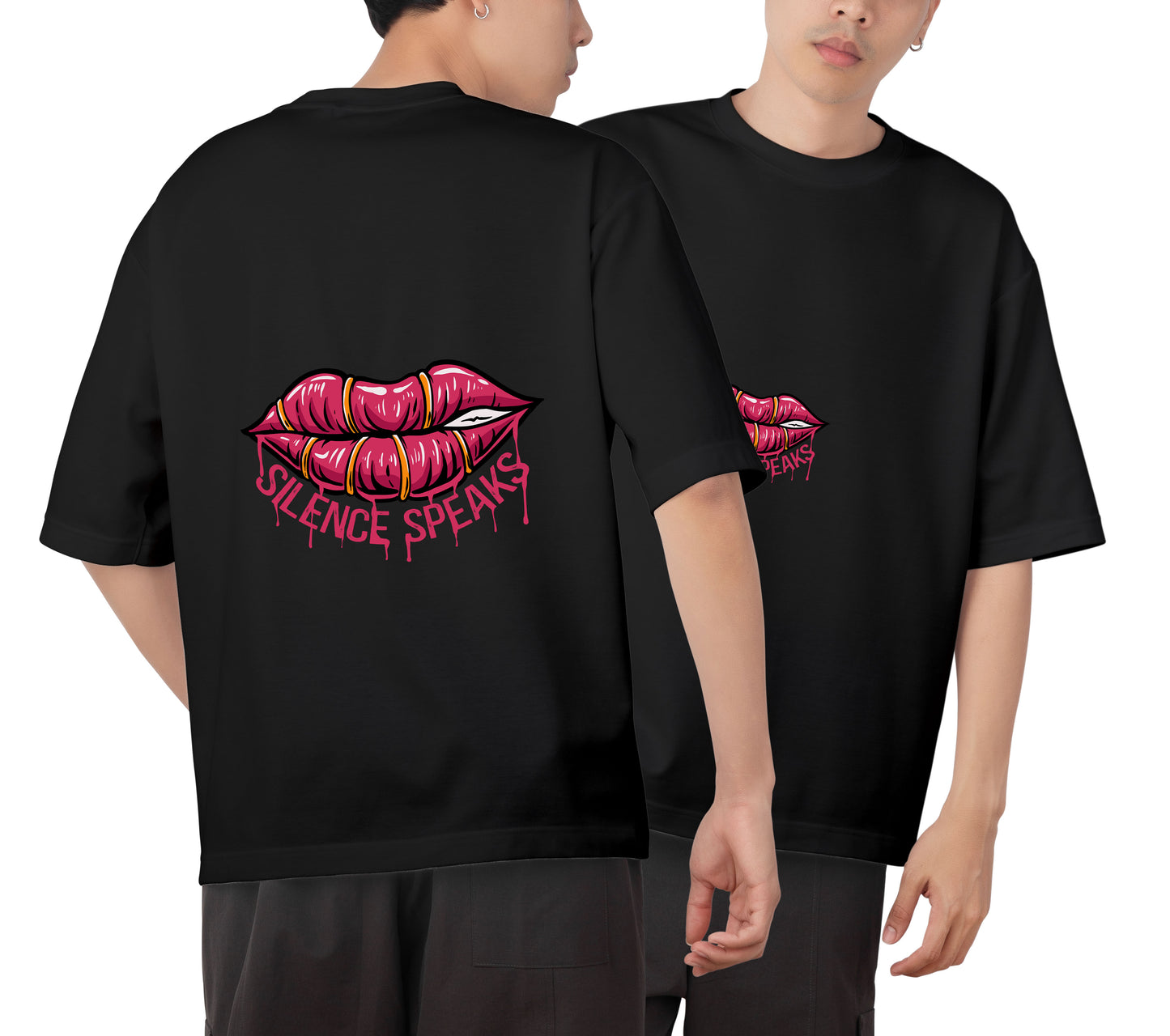 Silence Speaks Graphic Printed Unisex Oversized T-shirt D074