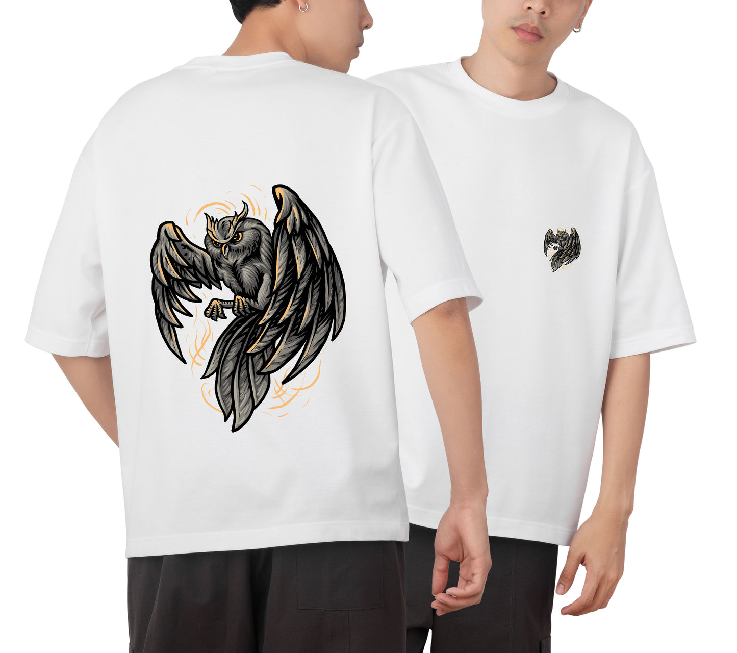 Owl Graphic Printed Unisex Oversized T-shirt D063