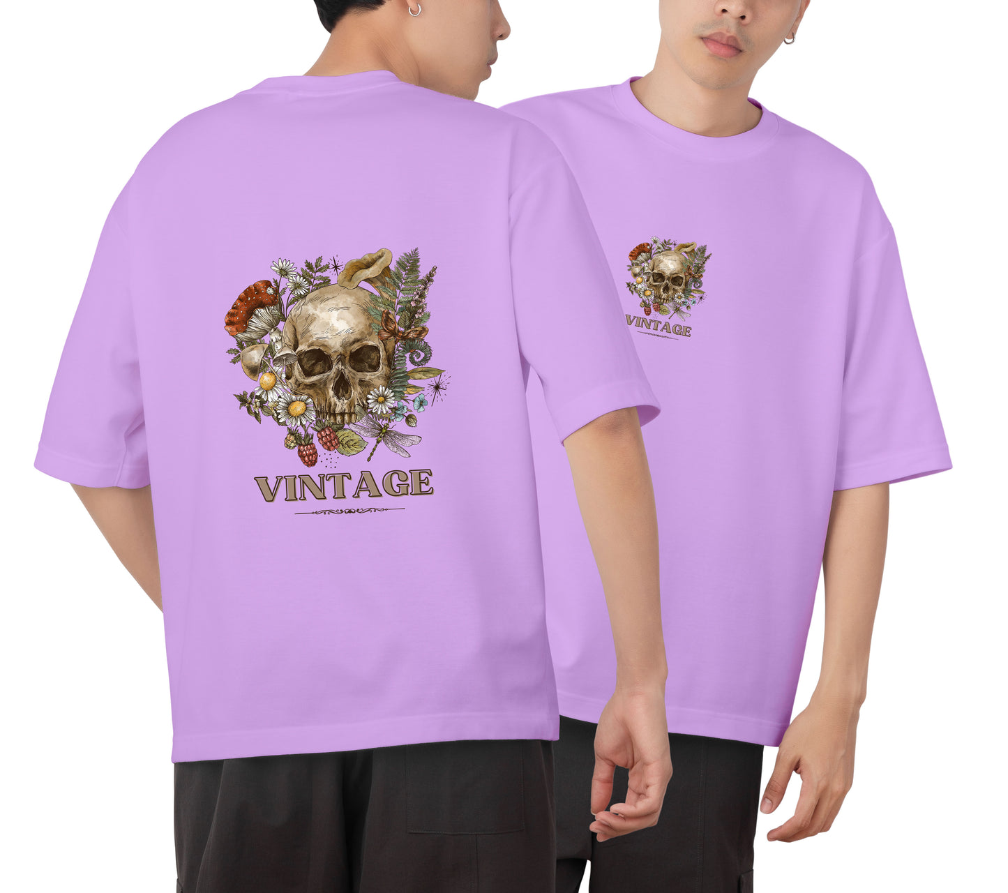 Vintage Skull Graphic Printed Unisex Oversized T-shirt D108