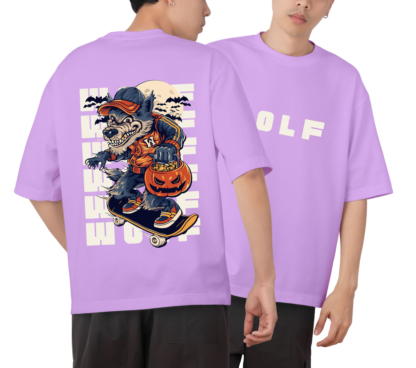 Wolf Graphic Printed Unisex Oversized T-shirt D087