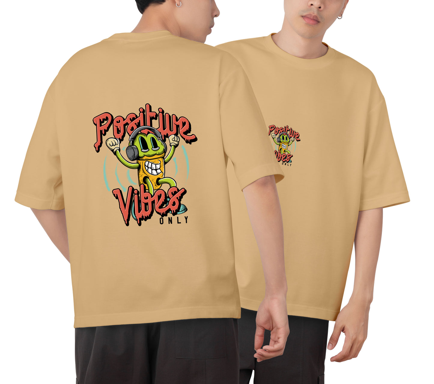 Positive Vibes Graphic Printed Unisex Oversized T-shirt D078