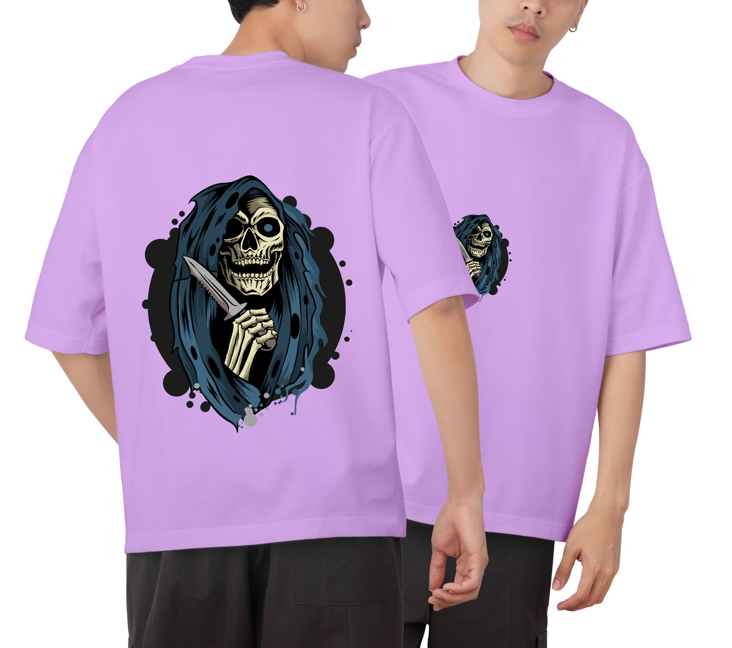 Skull Graphic Printed Unisex Oversized T-shirt D071