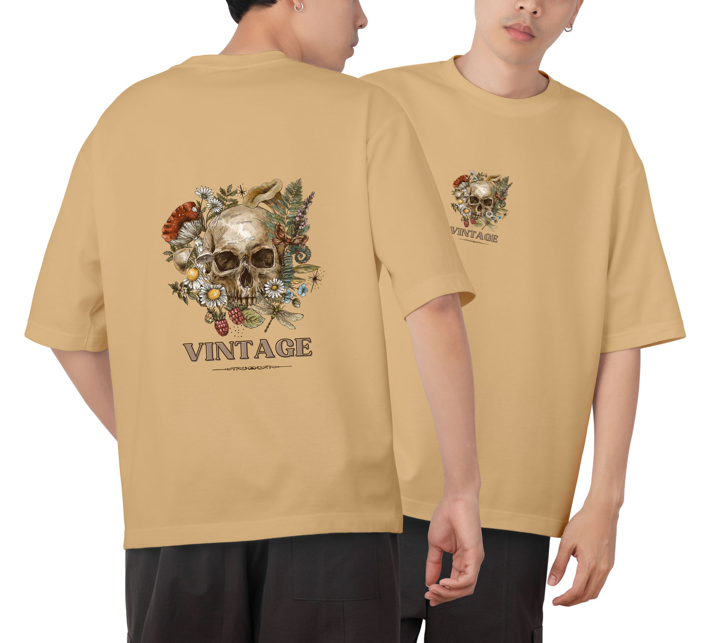 Vintage Skull Graphic Printed Unisex Oversized T-shirt D108