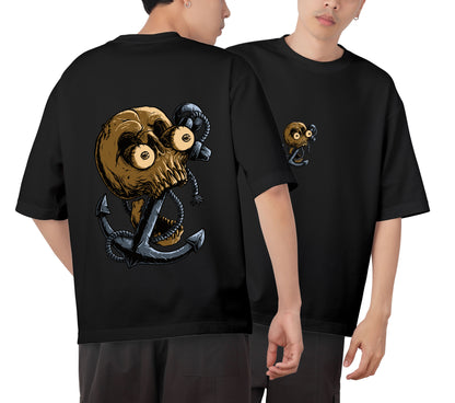 Skull Graphic Printed  Unisex Oversized T-shirt D067