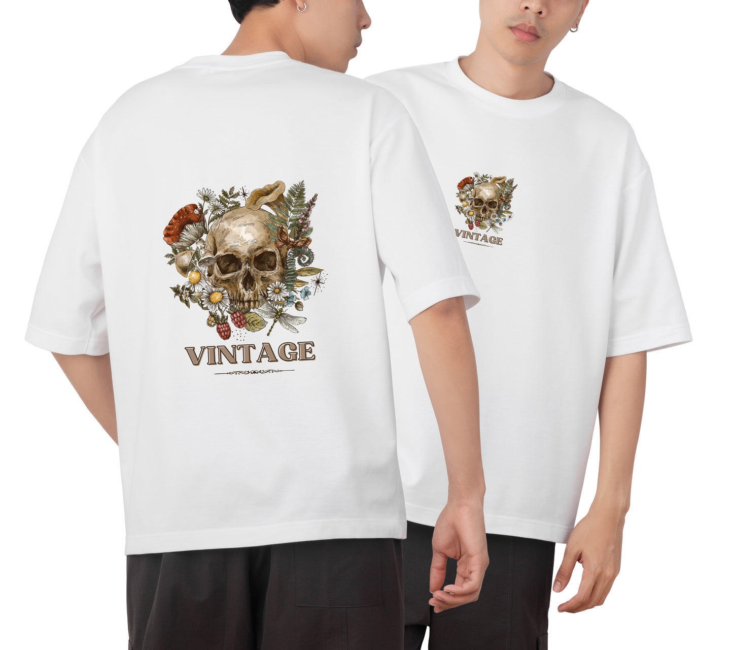 Vintage Skull Graphic Printed Unisex Oversized T-shirt D108