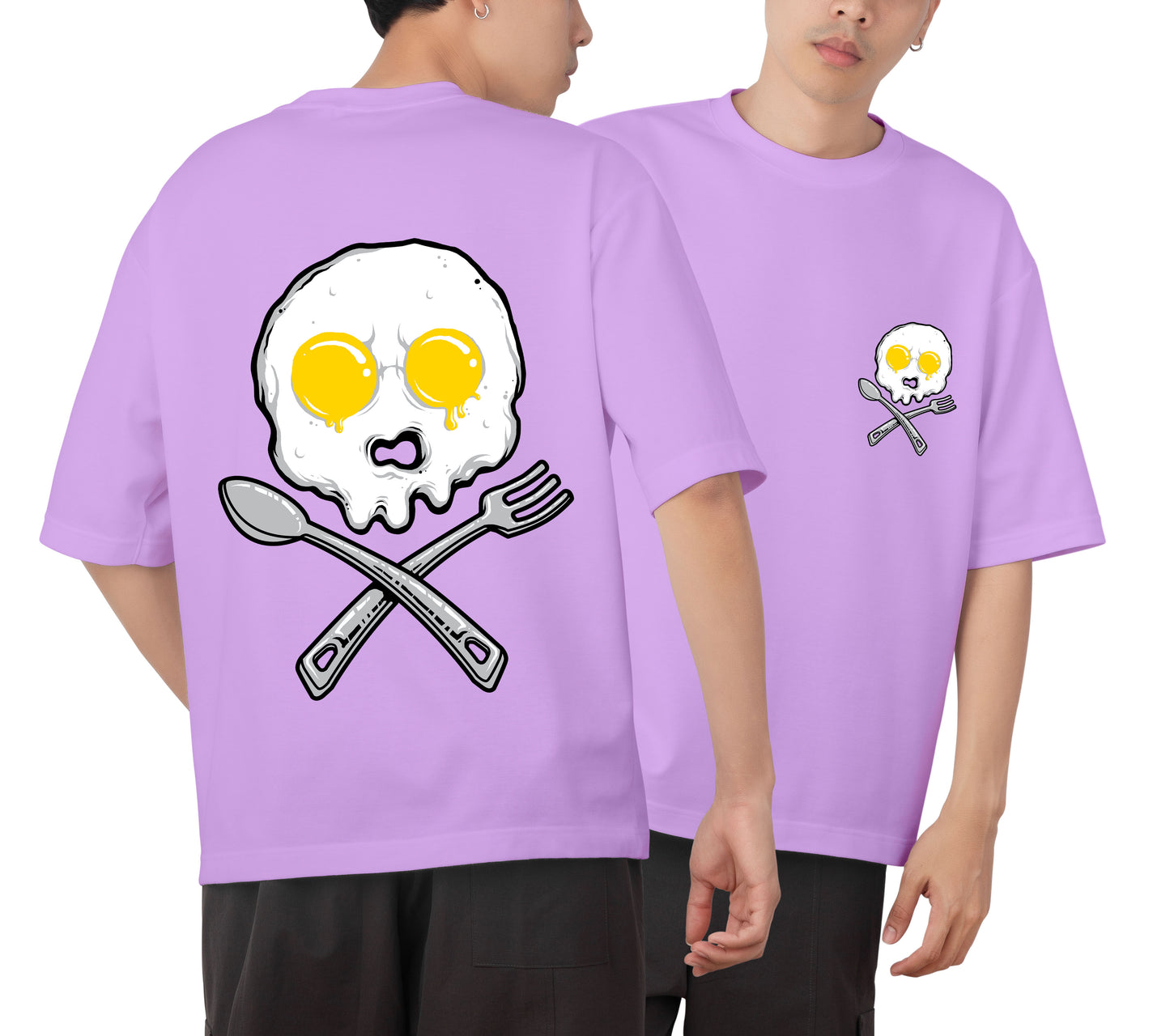 Skull Omelet Graphic Printed  Unisex Oversized T-shirt D054