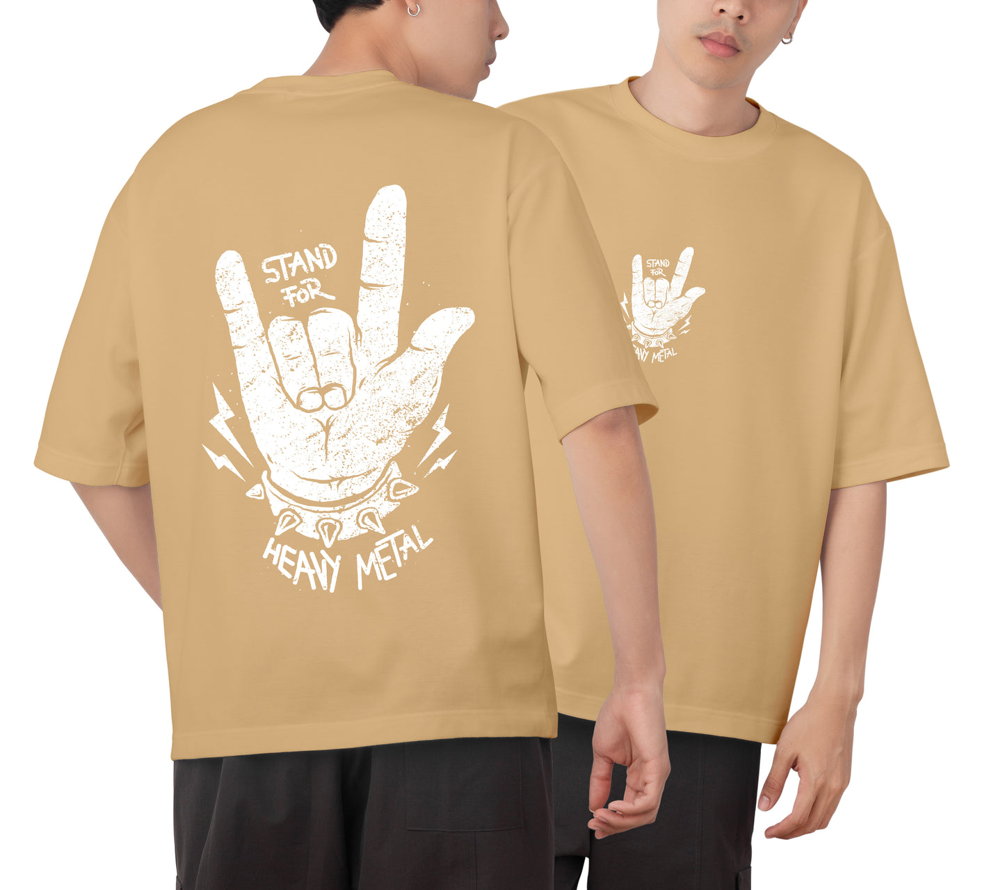 Stand For Heavy Metal Graphic Printed Unisex Oversized T-shirt D049