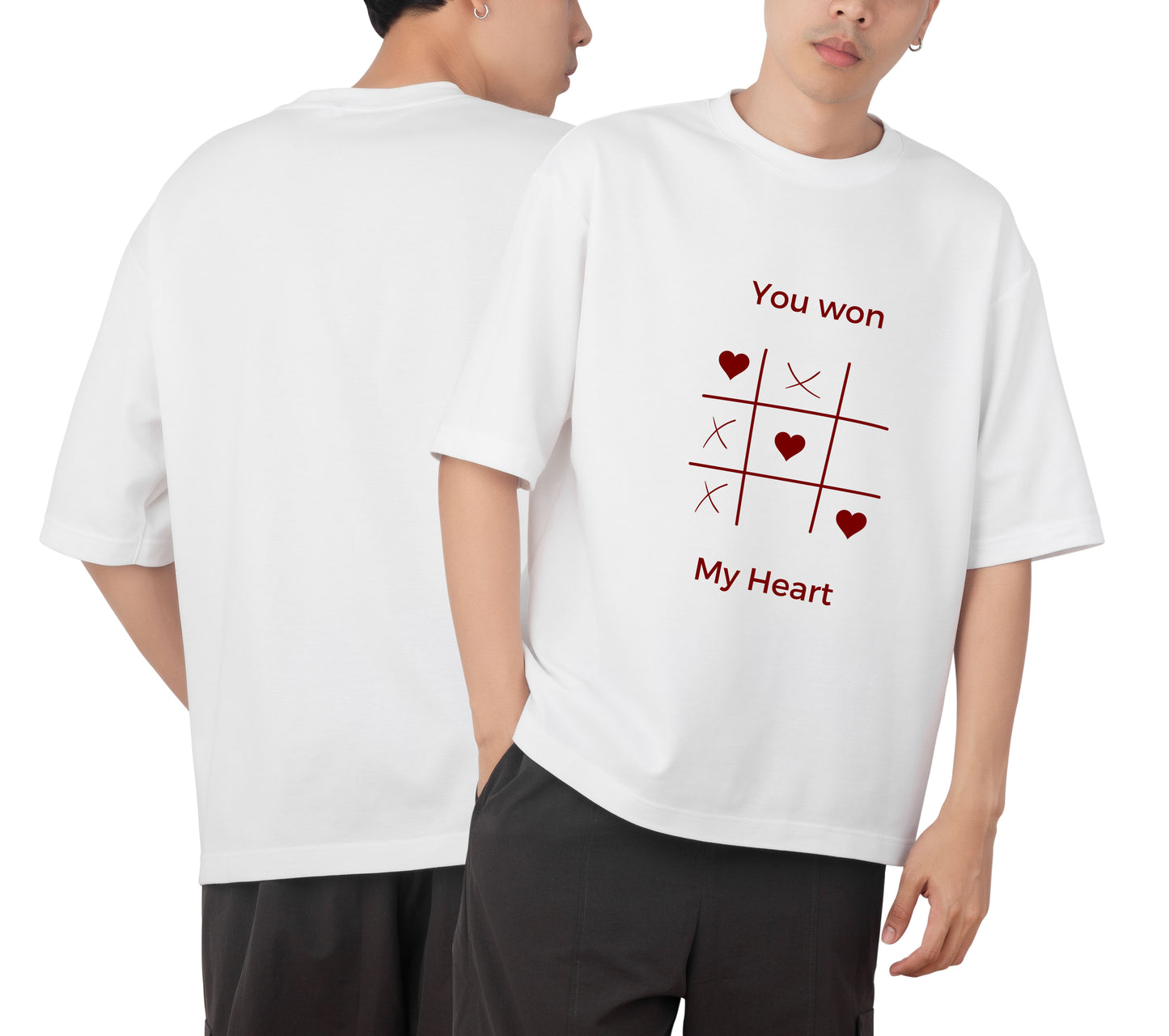Heart Graphic Printed Unisex Oversized T-shirt D118