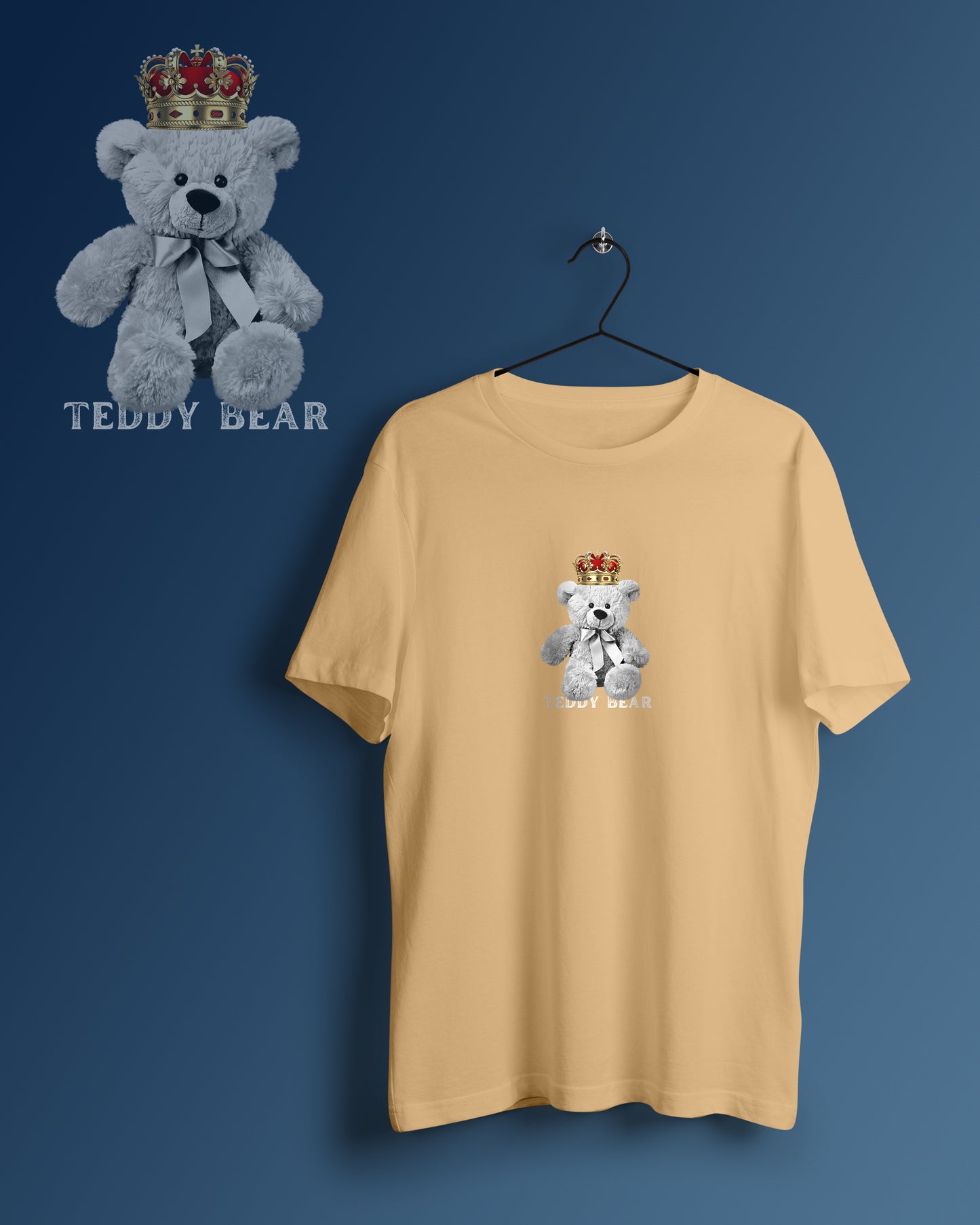 White Teddy Bear Graphic Printed Unisex Oversized T-shirt D091