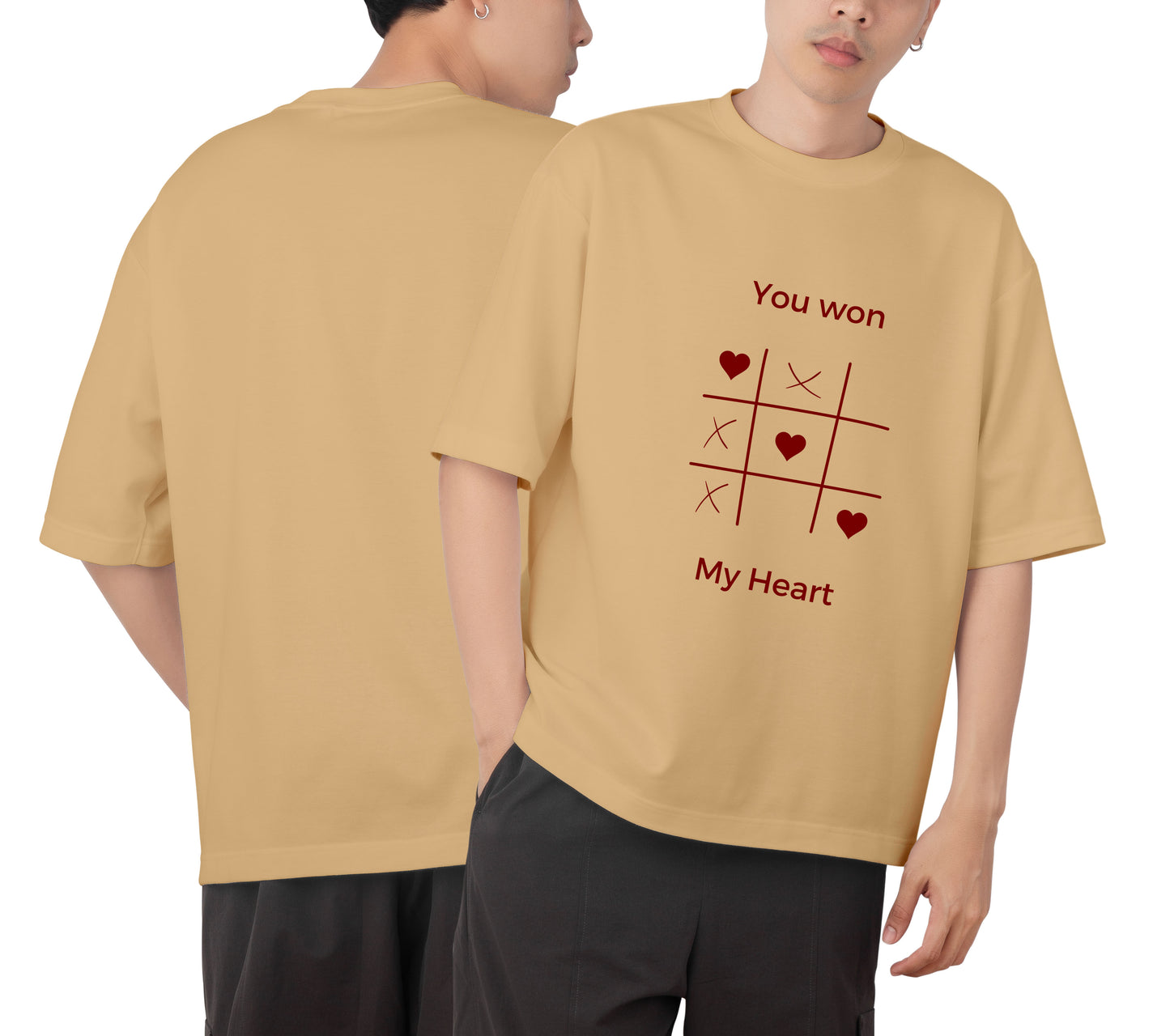Heart Graphic Printed Unisex Oversized T-shirt D118