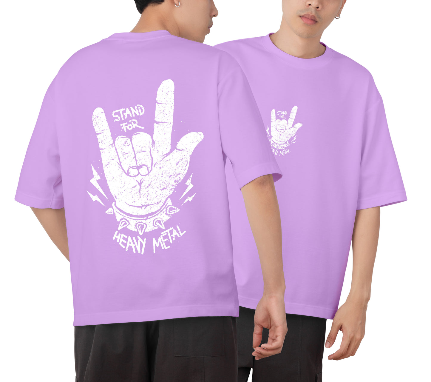Stand For Heavy Metal Graphic Printed Unisex Oversized T-shirt D049