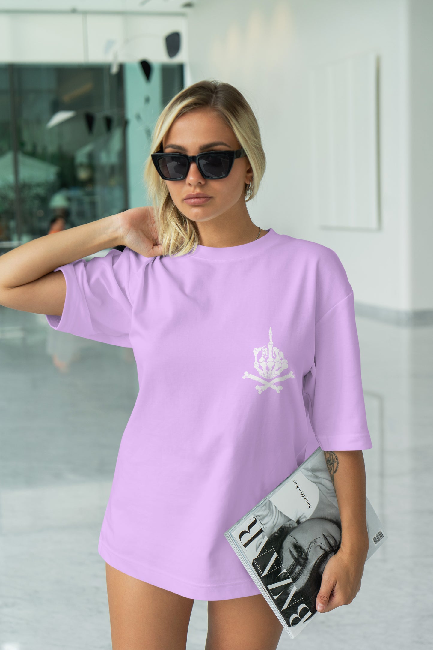Skull Hand Graphic Printed Unisex Oversized T-shirt D047