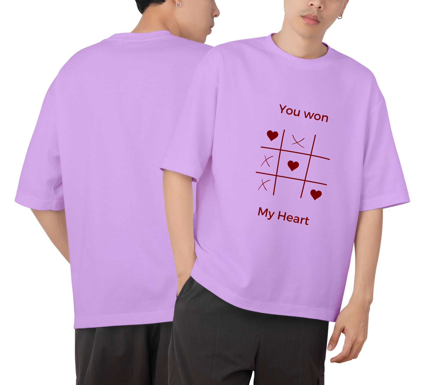 Heart Graphic Printed Unisex Oversized T-shirt D118