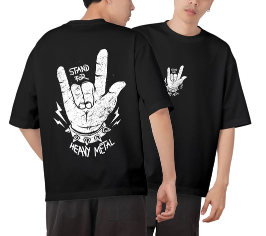 Stand For Heavy Metal Graphic Printed  Unisex Oversized T-shirt D049