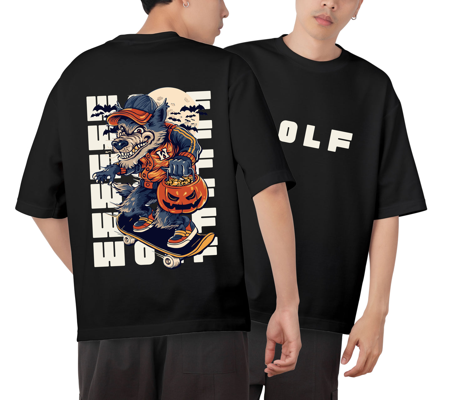 Wolf Graphic Printed Unisex Oversized T-shirt D087