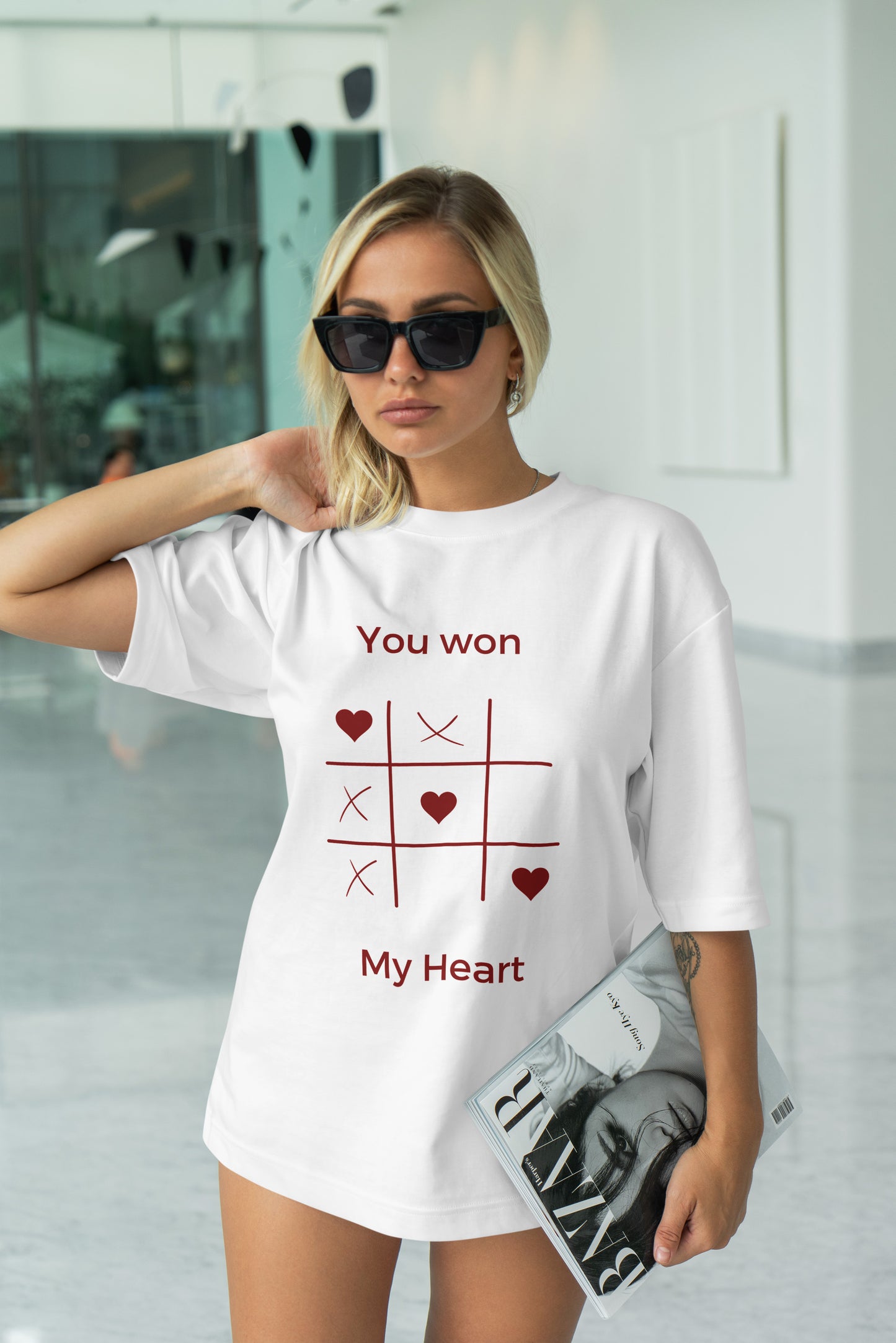 Heart Graphic Printed Unisex Oversized T-shirt D118