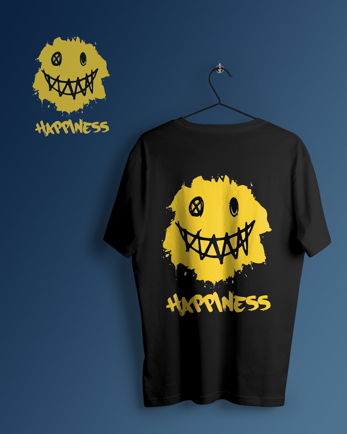 Happiness Graphic Printed Unisex Oversized T-shirt D126