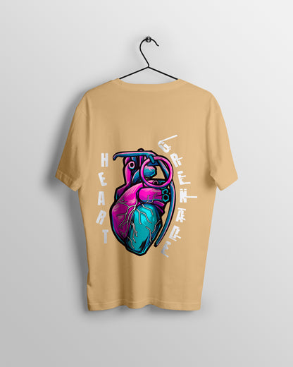 Heart Grenade Graphic Printed  Unisex Oversized T-shirt D043