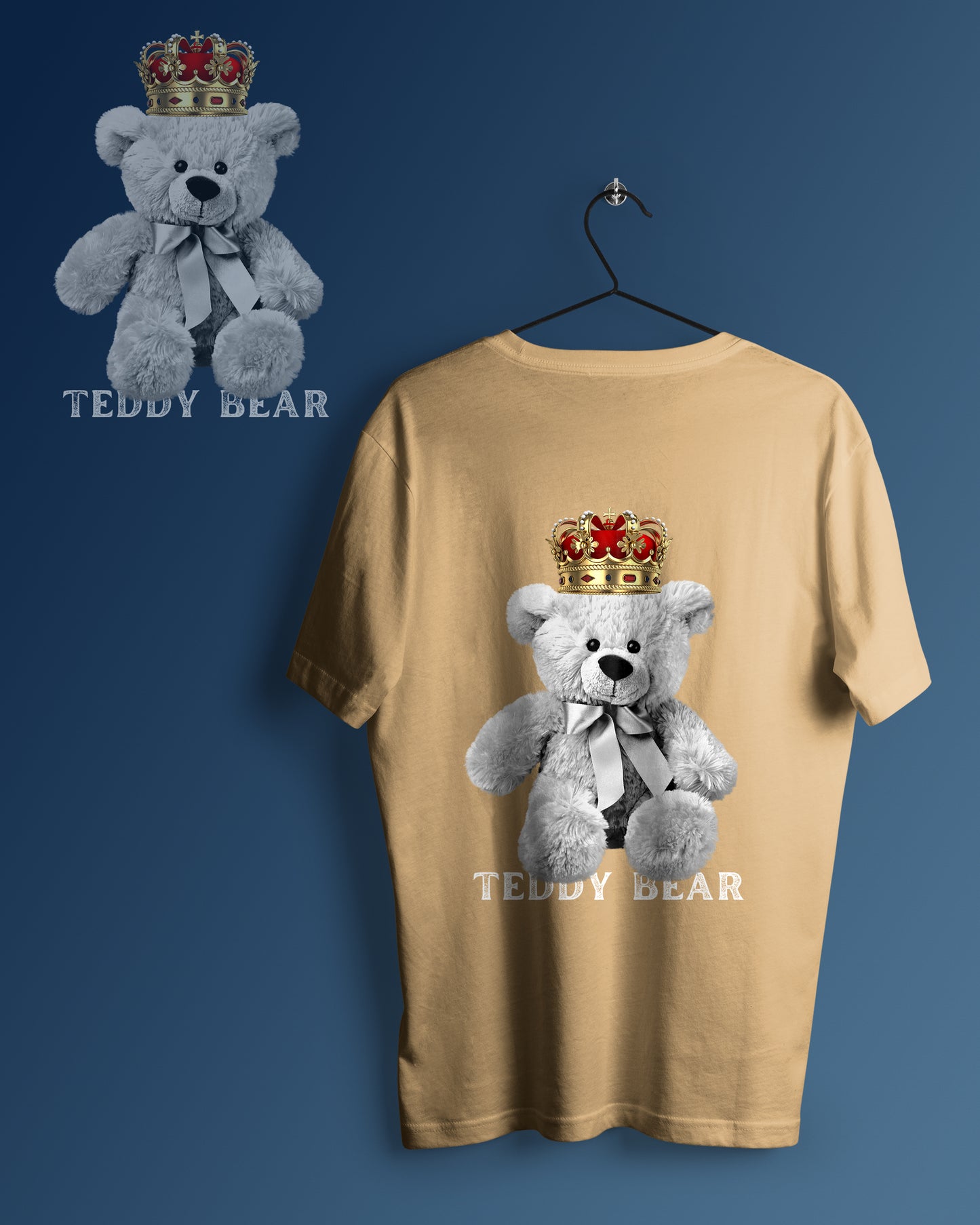 White Teddy Bear Graphic Printed Unisex Oversized T-shirt D091