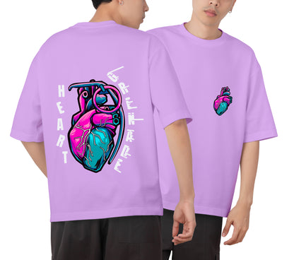 Heart Grenade Graphic Printed  Unisex Oversized T-shirt D043