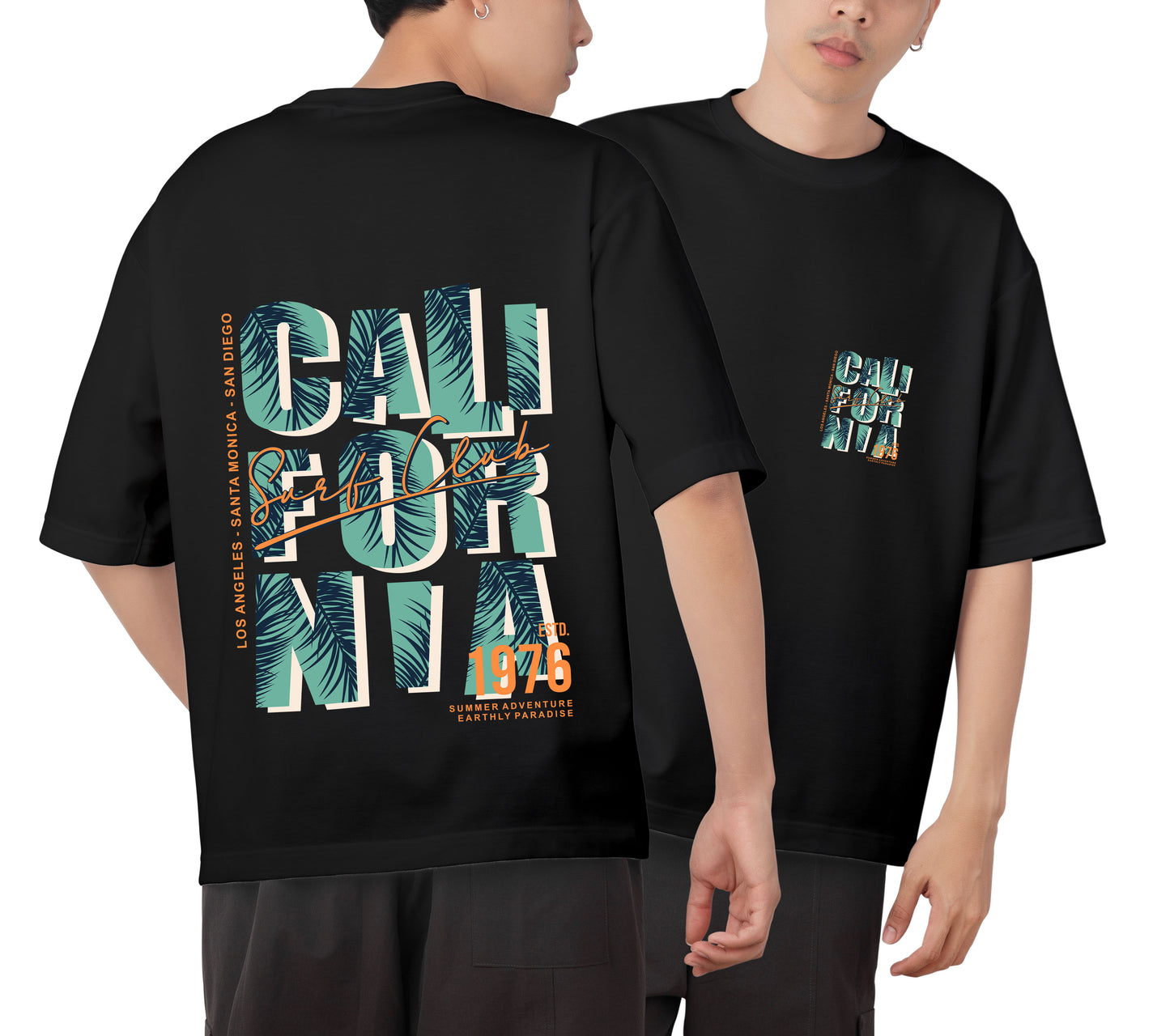 California Graphic Printed Unisex Oversized T-shirt D046