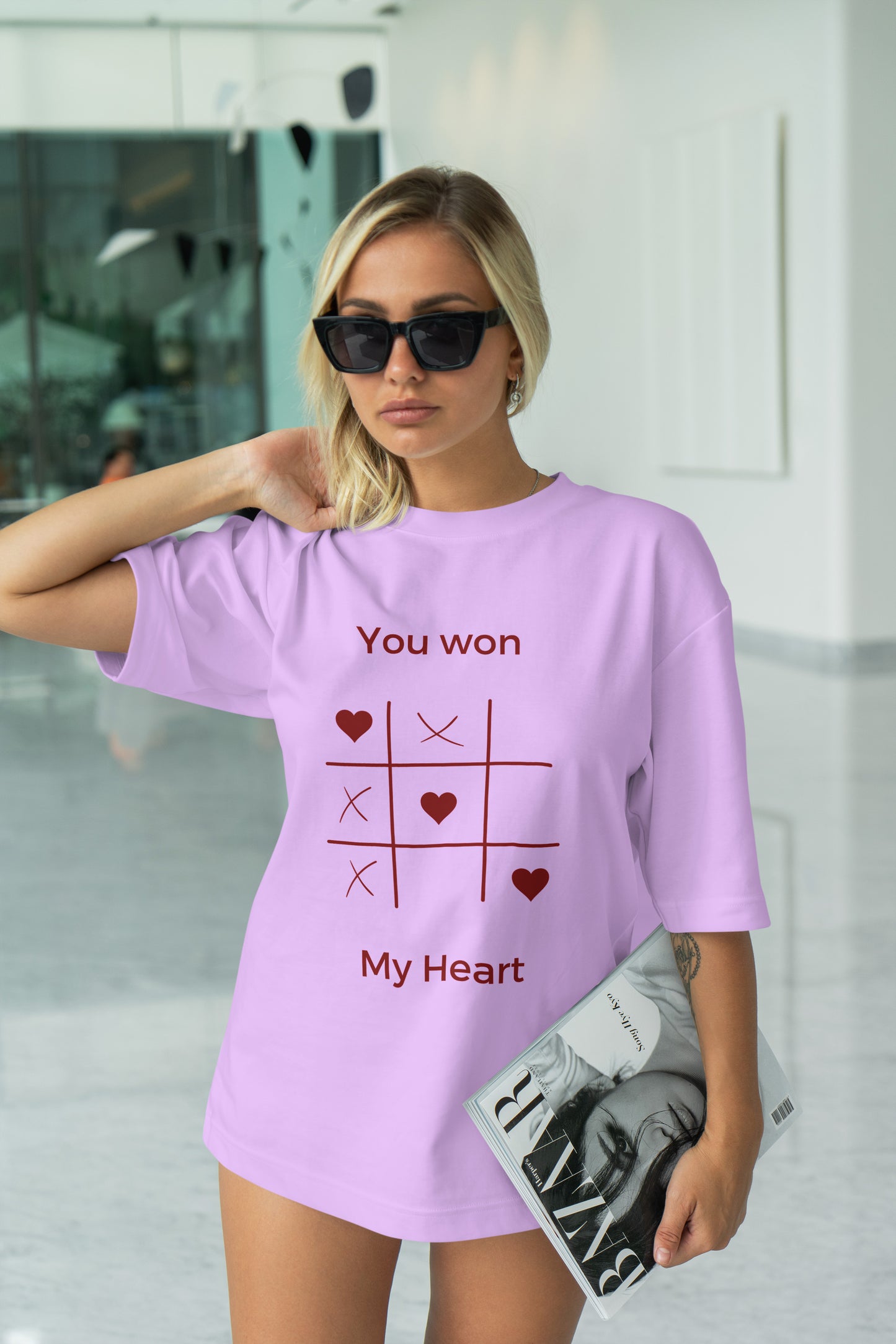 Heart Graphic Printed Unisex Oversized T-shirt D118