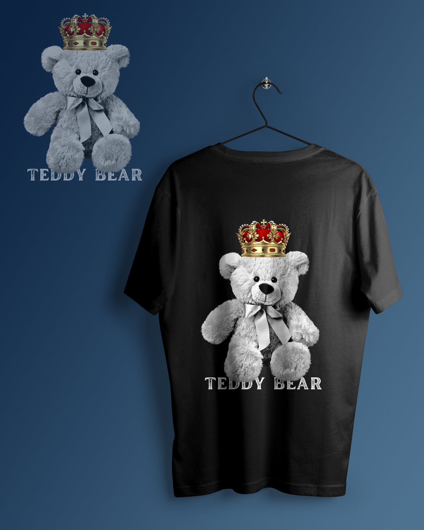 White Teddy Bear Graphic Printed Unisex Oversized T-shirt D091