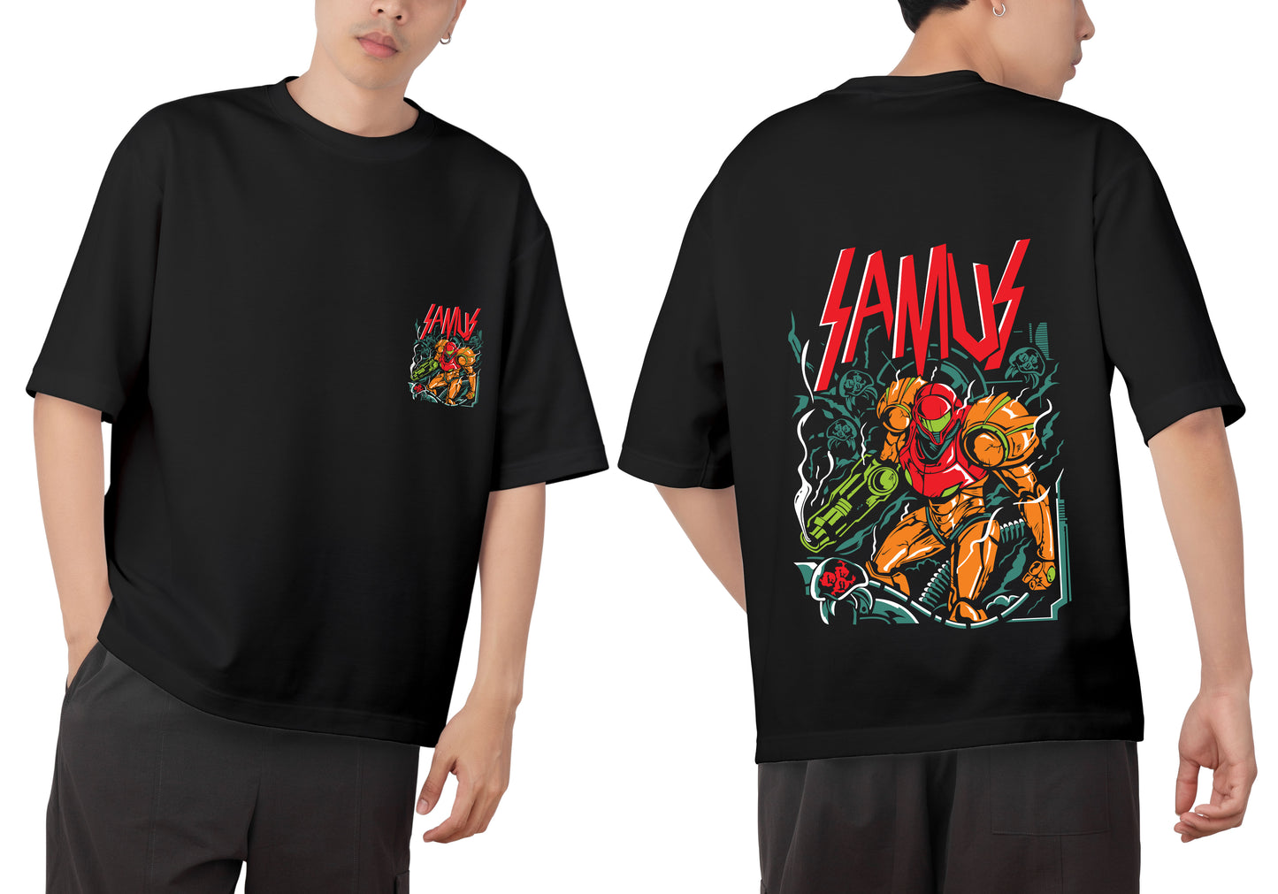 Samus Graphic Printed Unisex Oversized T-shirt D011
