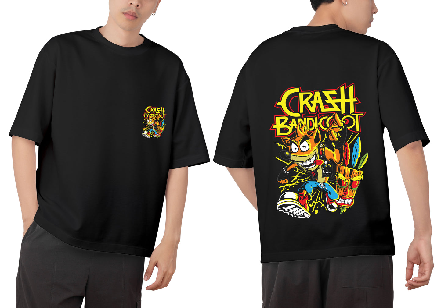 Crash Graphic Printed  Unisex Oversized T-shirt D006