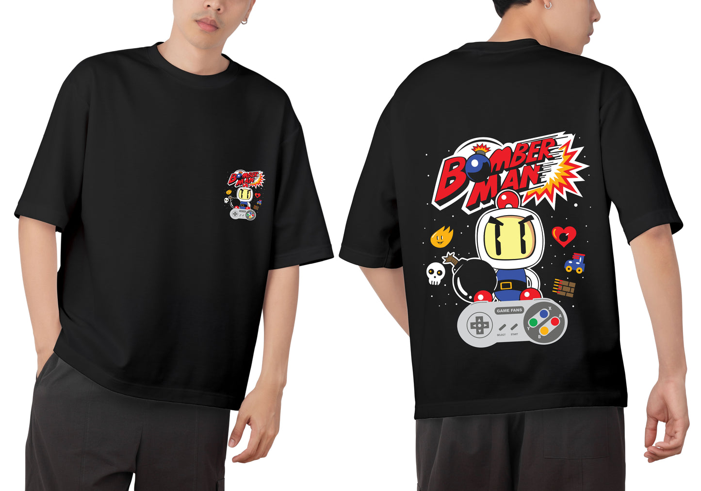 Bomber Man Graphic Printed Unisex Oversized T-shirt D004