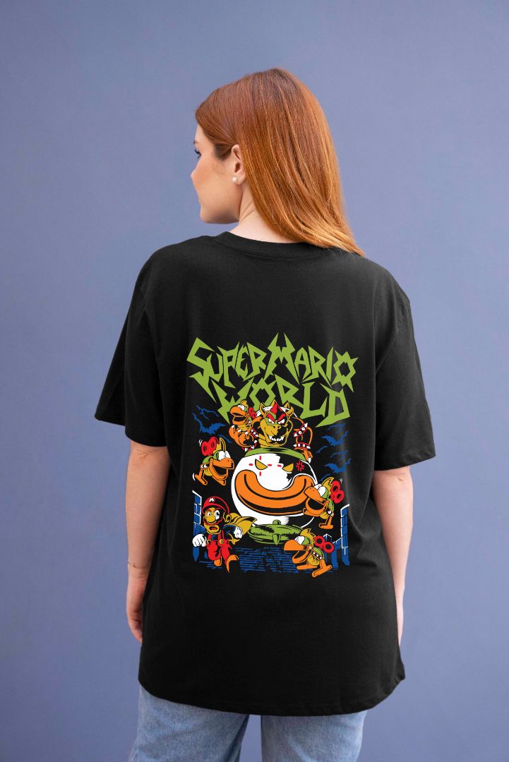 Super Mario World Graphic Printed  Unisex Oversized T-shirt D016