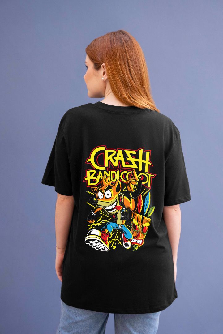 Crash Graphic Printed Unisex Oversized T-shirt D006