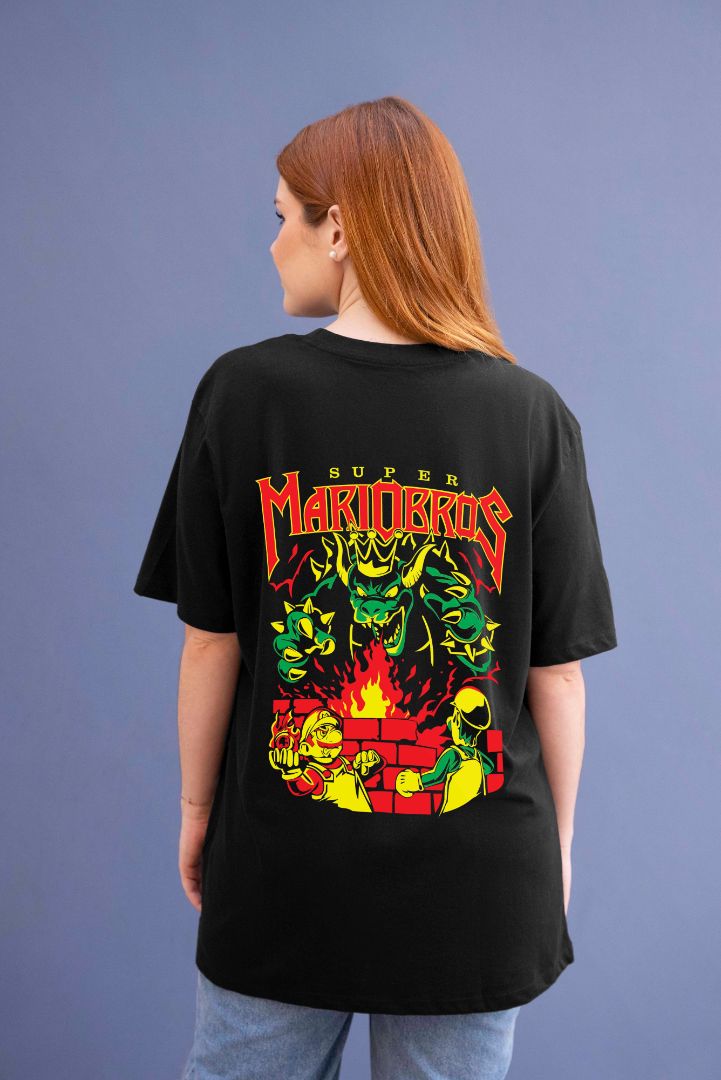 Super Mario Bros Graphic Printed Unisex Oversized T-shirt D007