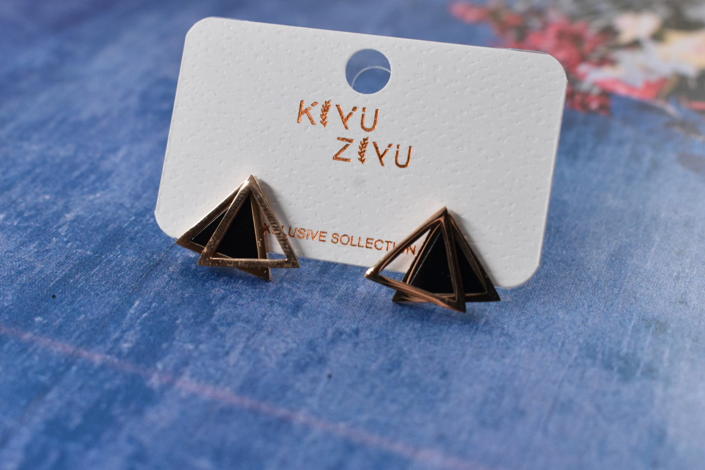Trendy Korean Earring - stud, Mini double triangle stud -15112